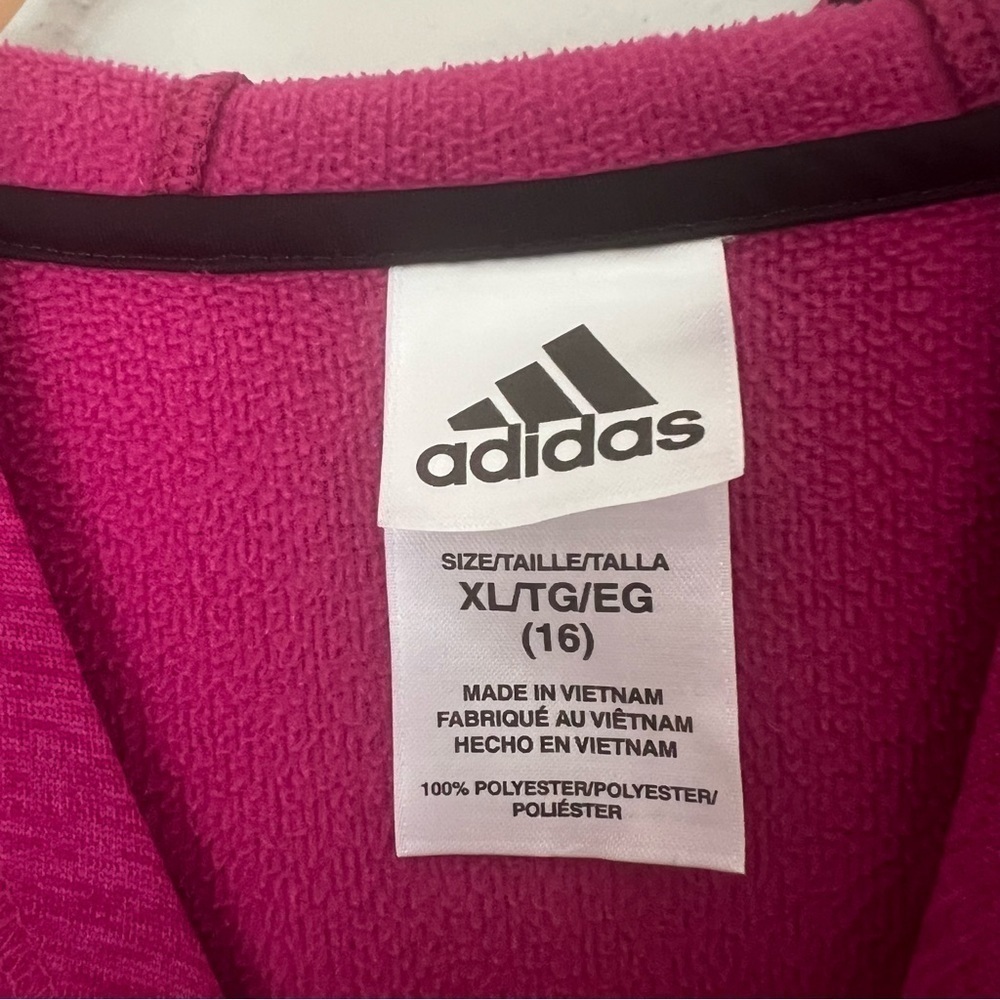 Adidas Youth Girl Sz XL Mauve Pink Plum Full Zip Athletic Hoodie Sweatshirt - Picture 3 of 8